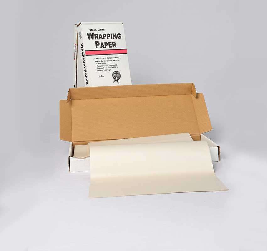 open box of 10 lb wrapping paper for protecting items during a move