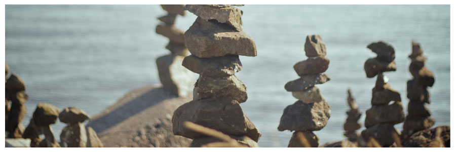 stack furniture carefully in unit - rocks picture to demonstrate balance