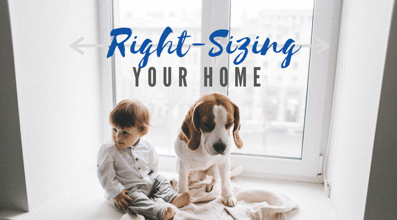 Right Sizing Your Home Blog Post Image featuring puppy and toddler